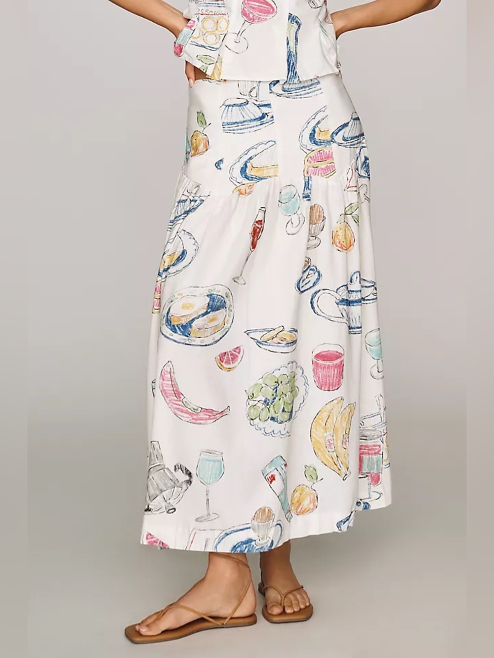 Lisa Says Gah Penny Midi Skirt Small Euro Breakfast Printed